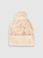 4F Czapka zimowa z dodatkiem wełny damska - beżowa M. Brązowe czapki i kapelusze damskie 4f, na zimę, bez wzorów, z wełny, klasyczne. Za 89.99 zł.