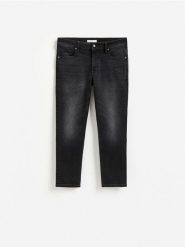 Jeansy slim cropped - czarny. Czarne jeansy męskie Reserved. Za 159.99 zł.