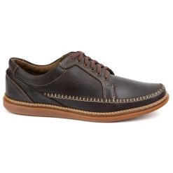 Olivier Buty Męskie Skórzane Casual Model 313GT ciemno brązowe. Brązowe półbuty na co dzień męskie ze skóry, casualowe, bez zapięcia. Za 351.82 zł.