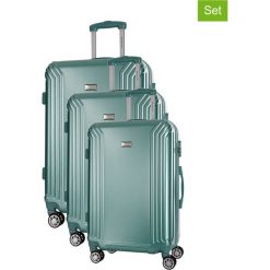 Zestaw walizek w kolorze miętowym - 3 szt. Walizki męskie Platinium, z materiału. W wyprzedaży za 599.95 zł.