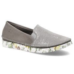 Półbuty damskie Maciejka, wsuwane skóry naturalne z wytłoczonym logo i gumowym ściągaczem, popielate, 03512-03-00-0. Szare półbuty damskie Maciejka, bez wzorów, z gumy, bez obcasa, bez zapięcia. Za 225.00 zł.