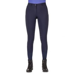 Spodnie jeździeckie damskie z gripem QHP Nyomi. Niebieskie spodnie materiałowe damskie QHP, s, bez wzorów, z elastanu. Za 434.00 zł.