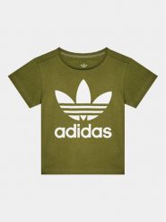 Adidas T-Shirt Treofil HC1984 Zielony Regular Fit. Zielone t-shirty dla chłopców Adidas, bez wzorów, z bawełny, bez ramiączek. Za 49.99 zł.