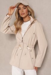 Jasnobeżowa Kurtka Parka o Dwustronnym Kroju z Kapturem i Ściągaczem Tillionne. Brązowe kurtki damskie Renee, l, bez wzorów, z jeansu, eleganckie, z kapturem. Za 139.99 zł.