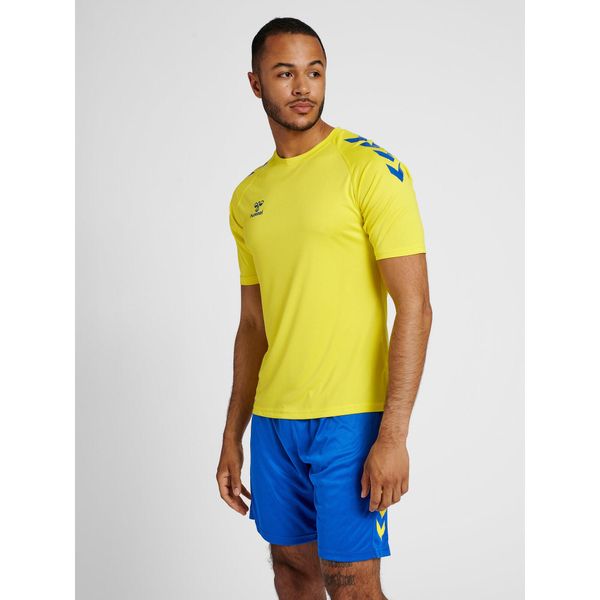 Koszulka sportowa męska Hummel Core XK Poly T-Shirt S/S. Niebieskie koszulki sportowe męskie Hummel, m, bez wzorów, z materiału, bez kołnierzyka, bez ramiączek, do piłki ręcznej. Za 77.00 zł.