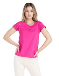 Neonowa koszulka damska z krótkim rękawem. Czerwone koszulki sportowe damskie LEONE 1947 APPAREL, l, bez wzorów, z bawełny, bez kołnierzyka, bez ramiączek, na fitness i siłownię. Za 63.11 zł.