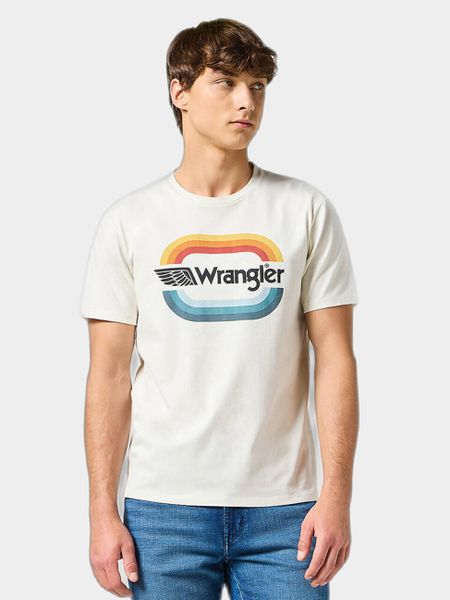 WRANGLER MĘSKA KOSZULKA WRANGLER GRAPHIC TEE VINTAGE WHITE 112355060. Białe koszulki polo męskie Wrangler, m, bez wzorów, vintage, bez ramiączek. Za 89.99 zł.