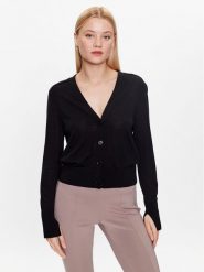 Calvin Klein Kardigan K20K205778 Czarny Slim Fit. Czarne kardigany damskie Calvin Klein, m, bez wzorów, z wełny, bez kołnierzyka, bez ramiączek, bez kaptura. Za 379.99 zł.