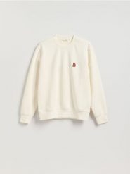 Bluza z haftem - złamana biel. Bluzy męskie Reserved, l, bez wzorów, z bawełny, bez kaptura. Za 129.99 zł.