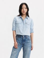 Levi's® Koszula jeansowa Essential Western 16786-0024 Niebieski Regular Fit. Niebieskie bluzki damskie s, bez wzorów, z bawełny, bez kołnierzyka, bez ramiączek. Za 429.99 zł.
