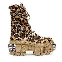 Botki NEW ROCK. Brązowe botki damskie NEW ROCK, rockowe, bez obcasa, na koturnie, bez zapięcia. Za 2,309.00 zł.