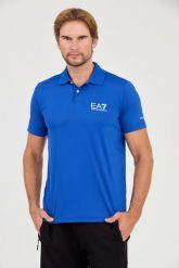EA7 Niebieska koszulka polo Ventus 7. Niebieskie koszulki polo męskie EA7 Emporio Armani, l, bez wzorów, bez ramiączek. W wyprzedaży za 322.99 zł.