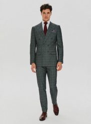 PAKO LORENTE – Szare garniturowe spodnie w kratę. Szare eleganckie spodnie męskie Pako Lorente, bez wzorów. Za 299.99 zł.