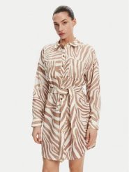 Marciano Guess Sukienka koszulowa 5GGK41 7314A Beżowy Regular Fit. Brązowe sukienki damskie Marciano Guess, z aplikacjami, z lyocellu, bez kołnierzyka, bez ramiączek, koszulowe. Za 719.99 zł.