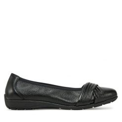 Baleriny Caprice. Czarne baleriny damskie Caprice, bez wzorów, bez obcasa. Za 259.99 zł.