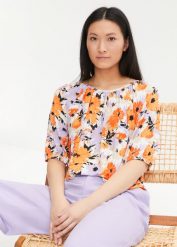 T-shirt z mieszanki wiskozy. Białe bluzki damskie bonprix, bez wzorów, z wiskozy, bez kołnierzyka. Za 59.99 zł.