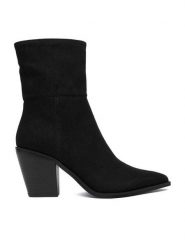 JENNY Botki CEO-HY23222S-1 Czarny. Czarne botki damskie Jenny, z materiału, bez obcasa, na słupku, bez zapięcia. Za 179.99 zł.