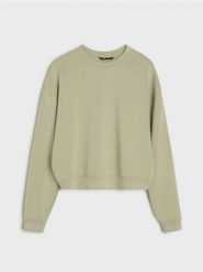 Bluza crewneck basic - khaki. Brązowe bluzy damskie Sinsay, l, bez wzorów, z dzianiny, bez kaptura. Za 45.99 zł.