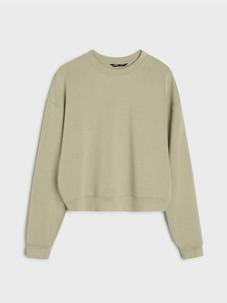 Bluza crewneck basic - khaki. Brązowe bluzy damskie Sinsay, l, bez wzorów, z dzianiny, bez kaptura. Za 45.99 zł.