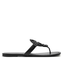 Japonki Tory Burch. Czarne klapki damskie Tory Burch, bez wzorów, bez obcasa. Za 769.99 zł.