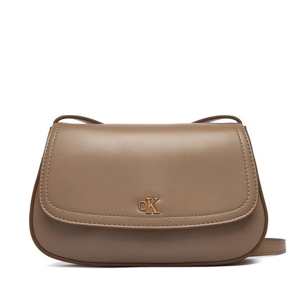 Torebka Calvin Klein. Brązowe listonoszki damskie Calvin Klein, bez wzorów, bez dodatków. Za 409.99 zł.