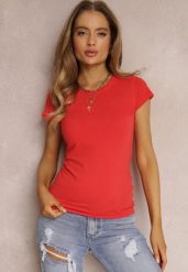 Czerwony T-shirt Ariema. Czerwone bluzki damskie Renee, l, bez wzorów, z dzianiny, bez kołnierzyka. Za 24.99 zł.