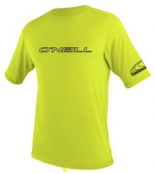 Koszulka do sportów wodnych ONEILL BASIC SKINS S/S krótki rękaw. Zielone koszulki sportowe męskie O'Neill, m, bez wzorów, z materiału, bez kołnierzyka, bez ramiączek, żeglarskie. Za 119.00 zł.
