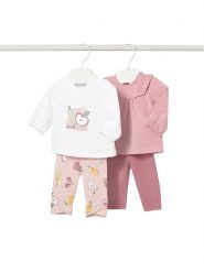 Mayoral Komplet bluzka i legginsy 1741 Różowy Regular Fit. Czerwone bluzki dla dziewczynek Mayoral, bez wzorów, z bawełny, bez kołnierzyka, bez ramiączek. Za 189.99 zł.