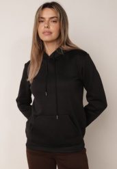 Czarna Bluza z Troczkami i Kapturem Sondos. Czarne bluzy damskie Born2be, l, bez wzorów, z polaru, z kapturem, trekkingowe. Za 59.99 zł.
