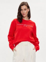 Tommy Hilfiger Bluza Logo WW0WW39791 Czerwony Regular Fit. Czerwone bluzy damskie Tommy Hilfiger, m, bez wzorów, z bawełny, bez kaptura. Za 369.99 zł.