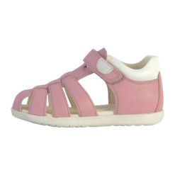 Sandały dziecięce Geox Macchia. Czerwone sandały dziewczęce Geox, z gumy, bez zapięcia. Za 209.99 zł.