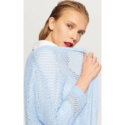 Ażurowy kardigan - Niebieski. Niebieskie kardigany damskie Reserved, m, w ażurowe wzory. Za 79.99 zł.