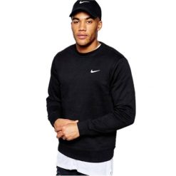 Bluza Sportowa Męska Nike Club Crew-Swoosh. Czarne bluzy sportowe męskie Nike, m, bez wzorów, bez kaptura. Za 216.50 zł.