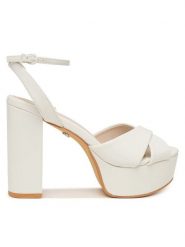 Buffalo Sandały Kya Cross 1291685 Biały. Białe sandały damskie Buffalo, bez wzorów, ze skóry, bez obcasa, na słupku, bez zapięcia. Za 429.99 zł.