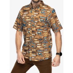 Koszula turystyczna męska Kavu River Wrangler. Brązowe koszule męskie KAVU, m, bez wzorów, casualowe, bez kołnierzyka, bez ramiączek. Za 270.99 zł.