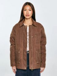Kurtka damska parka z efektem woskowania brązowa Tormia 803. Brązowe parki damskie Big Star, l, bez wzorów, z bawełny, retro, bez kaptura. Za 429.99 zł.
