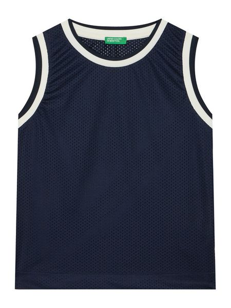 United Colors Of Benetton Tank top 3FJGCH01V Granatowy Regular Fit. Niebieskie t-shirty dla chłopców United Colors Of Benetton, bez wzorów, z syntetyku, bez ramiączek. Za 59.99 zł.