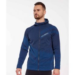 Bluza męska wełniana z kapturem Brubeck THERMO WOOL by Pustelnik. Niebieskie bluzy męskie Brubeck, m, bez wzorów, z wełny, z kapturem. Za 439.00 zł.