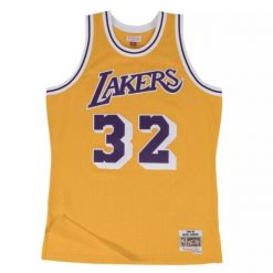 Koszulka Nba Los Angeles Lakers Magic Johnson. Żółte koszulki sportowe męskie Mitchell & Ness, m, bez wzorów, bez kołnierzyka, bez ramiączek, do koszykówki. W wyprzedaży za 436.00 zł.