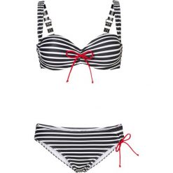 Bikini na fiszbinach bonprix czarno-biały w paski. Bikini damskie marki bonprix. Za 109.99 zł.