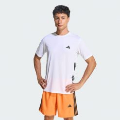 Koszulka Workout Essentials Base 3-Stripes. Białe buty sportowe męskie Adidas, bez wzorów, bez kołnierzyka, bez ramiączek, na fitness i siłownię, climacool (adidas). Za 129.00 zł.