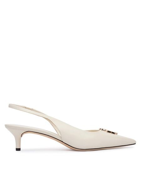 Tory Burch Czółenka Eleanor Slingback 181018 Écru. Białe czółenka damskie Tory Burch, bez wzorów, ze skóry, bez obcasa, bez zapięcia. Za 1,899.00 zł.