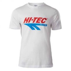 Koszulka sportowa męska Hi-Tec Retro. Białe koszulki sportowe męskie Hi-tec, l, bez wzorów, z bawełny, bez kołnierzyka, bez ramiączek. Za 39.03 zł.