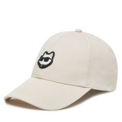Czapka z daszkiem KARL LAGERFELD. Brązowe czapki i kapelusze damskie KARL LAGERFELD, bez wzorów. Za 209.99 zł.