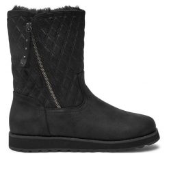Botki Skechers. Czarne botki damskie Skechers, bez obcasa, na płaskiej podeszwie, bez zapięcia. Za 319.99 zł.