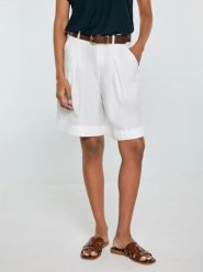 Szorty damskie z domieszką lnu kremowe Maryliana 100. Białe szorty damskie Big Star, na lato, l, bez wzorów, z jeansu, eleganckie. Za 179.99 zł.