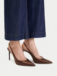 Nine West Szpilki EO-TS6380-1 Brązowy. Brązowe szpilki damskie Nine West, bez wzorów, z materiału, bez obcasa, bez zapięcia. Za 279.99 zł.