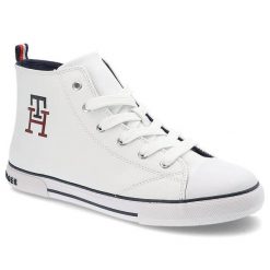 Białe Trampki Tommy Hilfiger Klasyczne Buty Damskie. Białe półbuty damskie Tommy Hilfiger, bez wzorów, z materiału, klasyczne, bez obcasa, bez zapięcia. Za 269.00 zł.