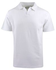 Dzianinowa Koszulka Polo - Dekolt Bez Guzików - Brave Soul - Biała. Białe koszulki polo męskie Brave Soul, l, bez wzorów, z bawełny, casualowe, bez ramiączek. Za 99.00 zł.