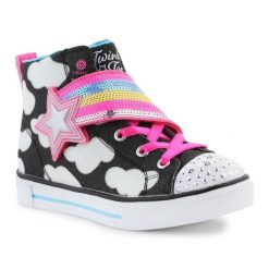 Buty Skechers Twinkle Toes: Twinkle Sparks - Shooting Star 314775L-BKMT czarne. Czarne buty sportowe dziewczęce z aplikacjami, z materiału, bez zapięcia. Za 360.01 zł.